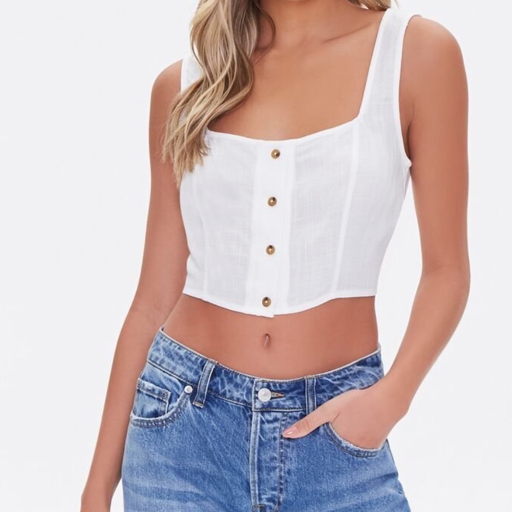 Brand new Forever 21 white buttoned crop top